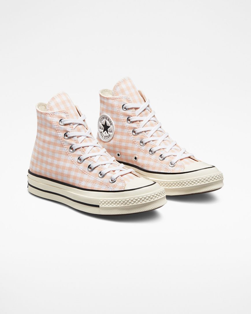 Women's Converse Chuck 70 Gingham High Top Shoes Coral / White | AU 14639J